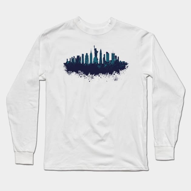 New York Skyline Long Sleeve T-Shirt by madeinchorley